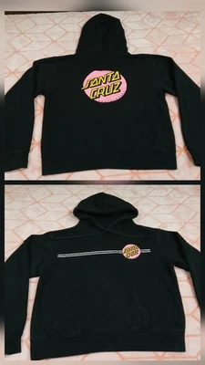 Moletom com capuz Santa Cruz Skateboards tamanho adulto M preto rosa pulôver skate - Imagem 1 de 4