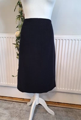 FABULOUS HOBBS NAVY BLUE 100% WOOL MIDI PENCIL SKIRT UK 16 - Image 1 of 4