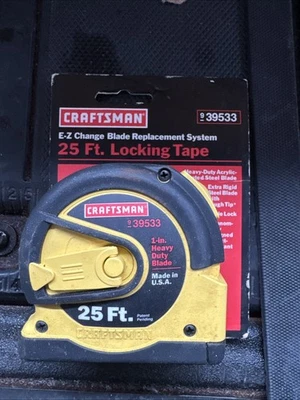 Rare Sears Craftsman USA Nos Yellow 25ft Lock Tape Measure 39533 EZ Change Blade - Image 1 of 4