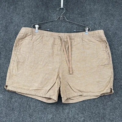 No Boundaries 米色棉亚麻混纺女式 2XL 短裤 5 英寸内缝弹性腰围 — 第 1/4 张图片
