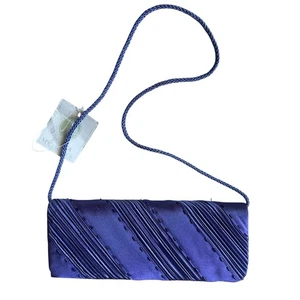 Bolso sin asas Jessica McClintock Y2K 2000s Deadstock púrpura satinado con cuentas noche - Imagen 1 de 11