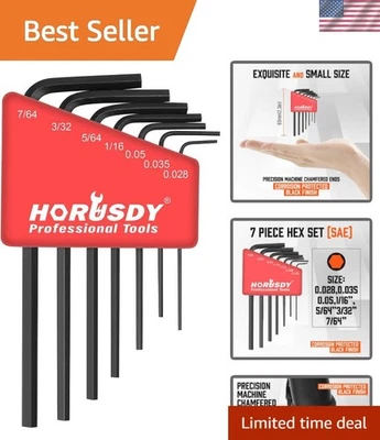 Compact 7-Piece Hex Allen Wrench Set - Durable Chrome Vanadium with Black Finish - Image 1 of 4