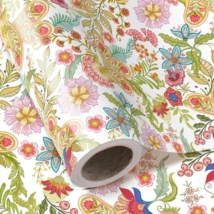 WRAPAHOLIC Floral Wrapping Paper Roll - Mini Roll - 17 Inch x 16.5 Feet - Vintag - Picture 1 of 7