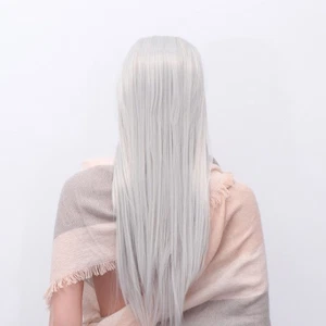 Silver Long Straight Synthetic Wigs Lace Front Replacement Hair Wigs for Women - Picture 1 of 11