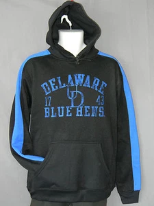 Mens Delaware Blue Hens Hoodie Size Large XL Vintage Logo Black UD Sweatshirt - Picture 1 of 11