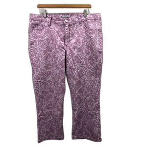 Pantaloni Capri Lee Natural Fit appena sotto la vita viola floreale taglie forti 18 - Foto 1 di 8