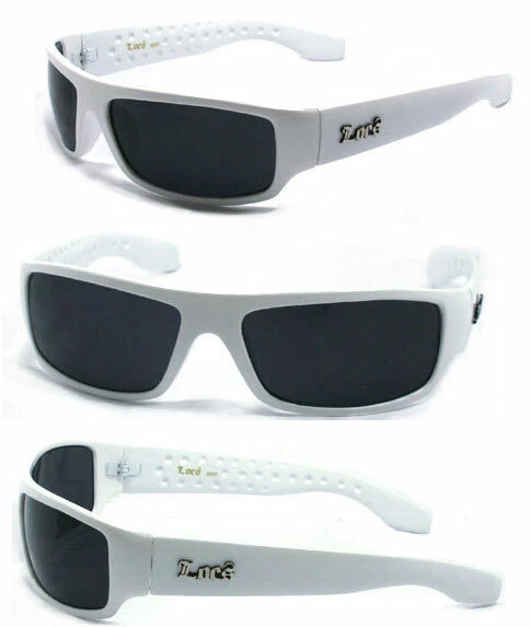 Locs LC11 Black Lens Men's Sunglasses - White Frame