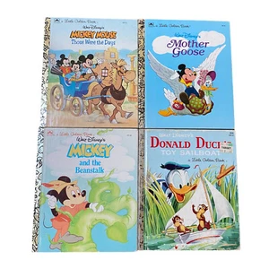 Little Golden Books Vtg Lot of 4 Mickey Donald Duck Beanstalk Mother Goose - Picture 1 of 8