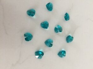 10 Swarovski 6228 Crystal XILION Heart Pendants 10mm BLUE ZIRCON HEARTS