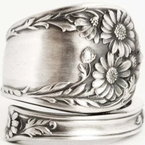 Victorian Era Sunflower Spoon Ring - Picture 1 of 3
