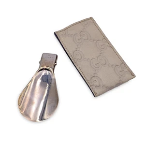 Authentic Gucci Foldable Mini Shoe Horn with White Leather with Guccissima Case - Picture 1 of 6