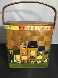 Vintage Caro-Nan Woven Wood Purse Basket Dub Cones Shoes Albany, GA Cottagecore - Picture 1 of 6