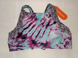 Wonder Nation Girl Tie Back Swim Suit Top sz XXL (18) Purple Blue Tie Dye - Picture 1 of 2
