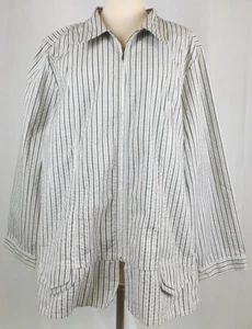 CJ Banks Women's Jacket Top Full Zip Striped Textured Collared Coat 3X NWT - Picture 1 of 9