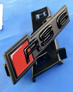 AUDI RS6 LOGO Black GRILLE A6 S6 ORIGINAL BADGE 4K0853736DT94 OEM + STAND - Picture 1 of 11