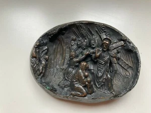 Ancien bronze sculpté religieux catholique Jésus Christ chemin de croix - Picture 1 of 11