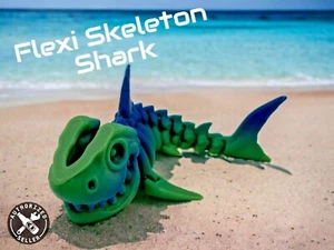 Awesome Flexi Skeleton Shark (Flexi Factory Official 3D Printed) - Picture 1 of 15