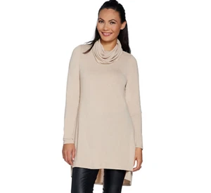 Lisa Rinna Collection Petite Cowl Neck Tunic with Seam Detail, Hthr Oatmeal,XXSP - Picture 1 of 7