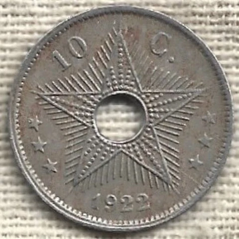 1922 Belgian Congo 10 Centimes Coin Cover
