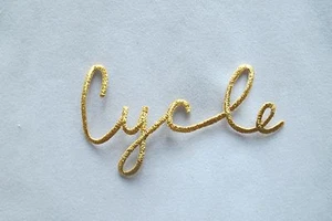 #2676 Gold Word Cycle Embroidery Iron On Applique Patch - Picture 1 of 1