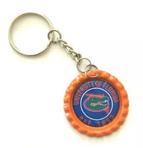 University of Florida Gators Bottle Cap Keychain on silvertone keyring - Picture 1 of 1
