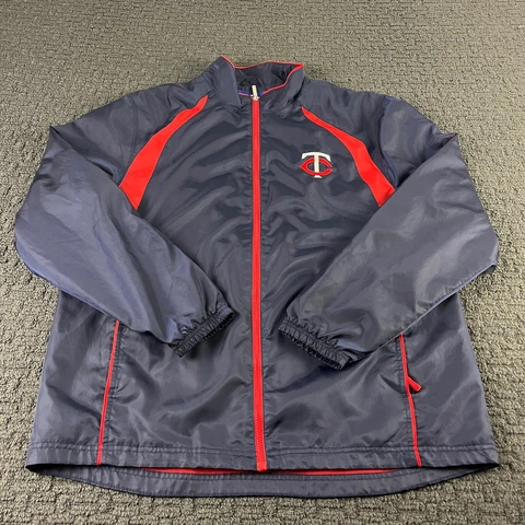 Minnesota Twins Jacket Mens Large Blue Windbreaker Reebok Full Zip MLB Cover