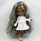 12" Factory Blythe Doll 1/6 Bjd Silver Mix Grey Hair Super Black Skin Joint Body