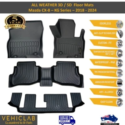3D/5D All Weather Car Floor Mat Liner for Mazda CX-8 - KG - 2018 - 2025 - 3 ROWS - Image 1 of 4