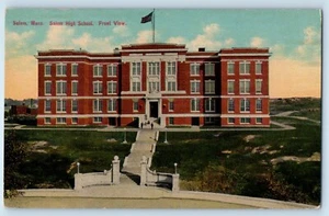 c1910 Salem Massachusetts MA Vintage Postkarte High School Frontansicht Gebäude - Bild 1 von 2