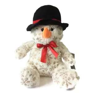 Kellytoy Zuckerhut Schneemann Plüsch 14 Zoll rote Schleife Mütze Weihnachten Schneeflockenmuster - Bild 1 von 10