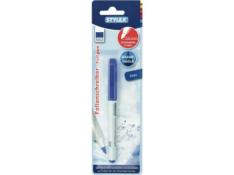Folienschreiber Farbe Blau Wasserlöslich 0,6mm Overhead Fein STYLEX 32795 - Bild 1 von 1