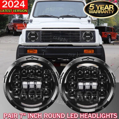 Par de faros redondos LED de 7 pulgadas DRL para Suzuki Samurai SJ410 1986-1995 haz alto y bajo Foto 1 de 4