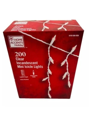 Home Accents 200 Mini Icicle Lights Clear White Wire Wedding Christmas Holiday - Image 1 of 4