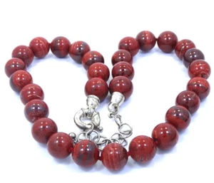 Collar de plata esterlina 925 ajustable con cuentas de jaspe rojo firmado WK WHITNEY KELLY - Imagen 1 de 5