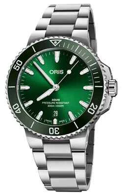 Reloj para hombre Oris Aquis fecha automático acero esfera verde buzos 733 7787 4157-MB Foto 1 de 4