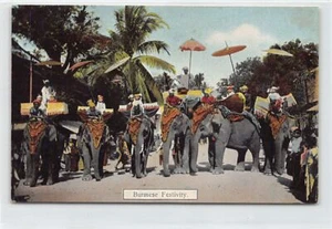 MYANMAR Burma - Burmese Festivity - Elephants - Publ. D.A. Ahuja 16 - Picture 1 of 2