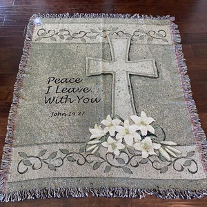 Throw Blanket Religious Tapestry Peace I Leave with You Grandma New Gift Prayer - Picture 1 of 10
