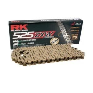Motorcycle Chain Gold XW Ring RK GB525ZXW With 94 Rolls And Rivet Link Open - Picture 1 of 1