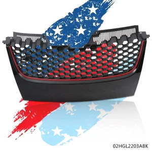 Fit For 06-09 VW MK5 JETTA/GLI/GTI MAIN UPPER MESH GRILLE BLACK W/ RED TRIM - Picture 1 of 12