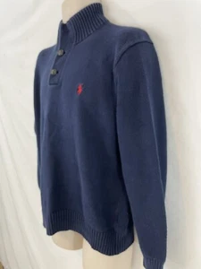 Ralph Lauren Herren L dunkelblau Henley Mock Neck Strick Baumwolle Pullover - Bild 1 von 11