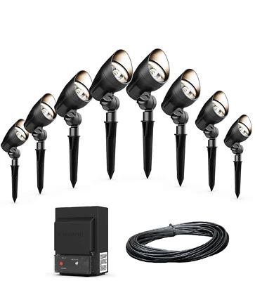 8 - Kit de luces de inundación LED de metal Malibu 50 W transformador cable de 75' Foto 1 de 4