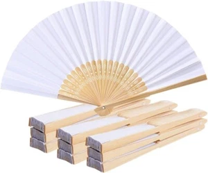 20pcs Blank White Chinese Folding Bamboo Fan Retro Hand Paper Fans Wedding Favor - Picture 1 of 7