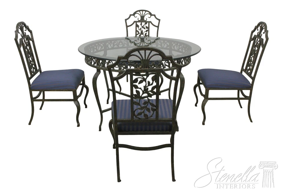 LF57708EC: Juego de mesa redonda de hierro y 4 sillas de comedor exterior Foto 1 de 4