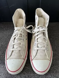 CONVERSE ALL STARS CHUCK TAYLOR HIGH TOPS MADE IN USA 1980s 12 WHITE CREAM - Picture 1 of 9