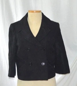 Express Design Studio Women's Cropped Textured Black Blazer 1/2 Sleeve Sz 10 EUC - Picture 1 of 2