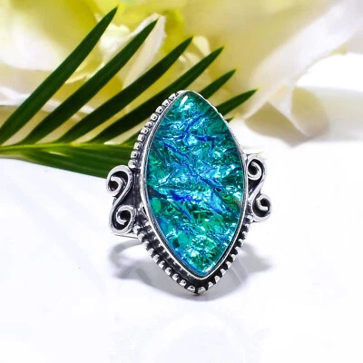 Joia oxidar anel de prata esterlina 925 pedra preciosa marquesa opala fogo tripla. - Imagem 1 de 4