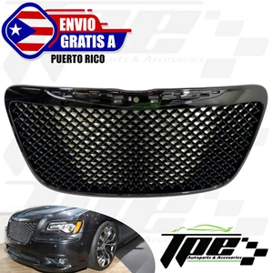 FRONT UPPER GRILL GLOSS BLACK BENTLEY STYLE MESH FOR 2011 2014 CHRYSLER 300 - Picture 1 of 4
