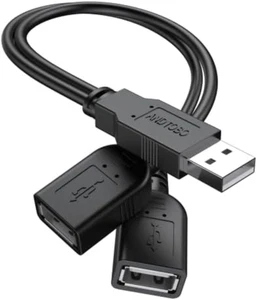 ANDTOBO USB Splitter 2.0, Y Cable One Male to Female Dual Black - Picture 1 of 11