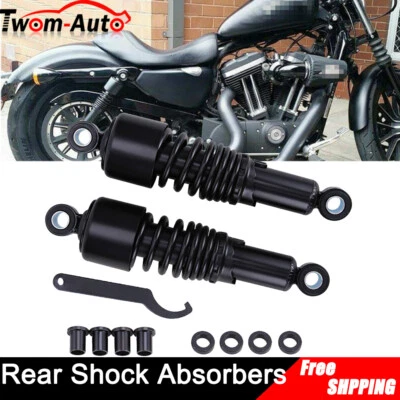 Amortiguadores de suspensión trasera negros de 10,5" para Harley Sportster Iron 883 1200 XL Cutsom Foto 1 de 4