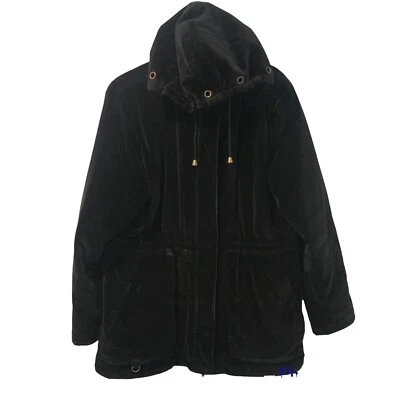 Chaqueta de Invierno Skea Vail Mujer Abrigo Terciopelo Negro Cremallera Completa Invierno EE. UU. Capucha Talla 8 Foto 1 de 4